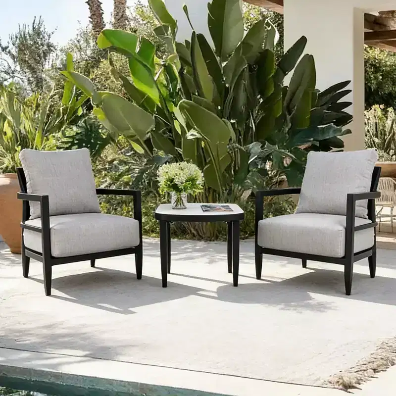 Christopher Knight Home Theresa Modern 3 Piece Outdoor Aluminum Seating Set with Sunbrella Cushions