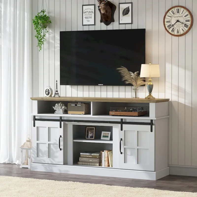 58 TV Stand Entertainment Center with Storage Cabinet and Shelves - 58 inches