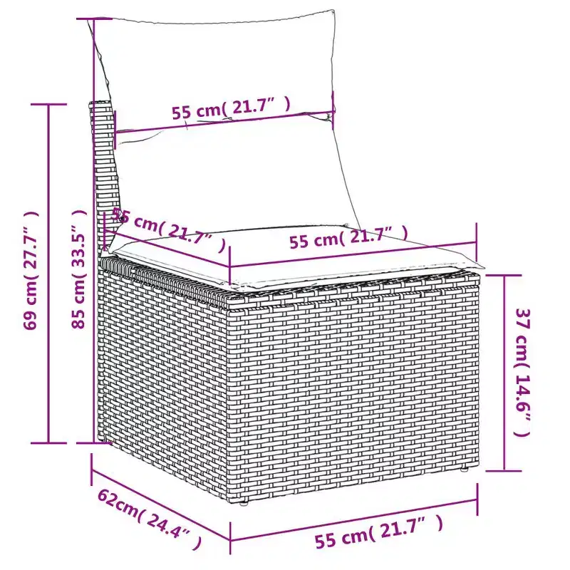 vidaXL Modular Garden Sofa Set with Cushions and Adjustable Design