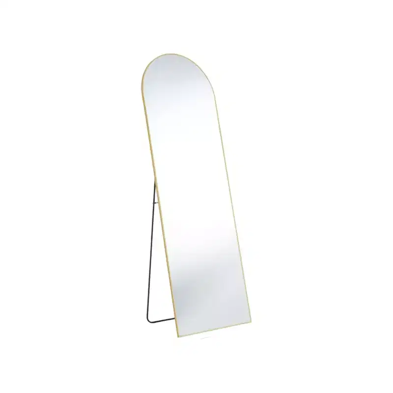 63 Gold Metal Arch Freestanding and Wall Mount Framed Full Length Mirror