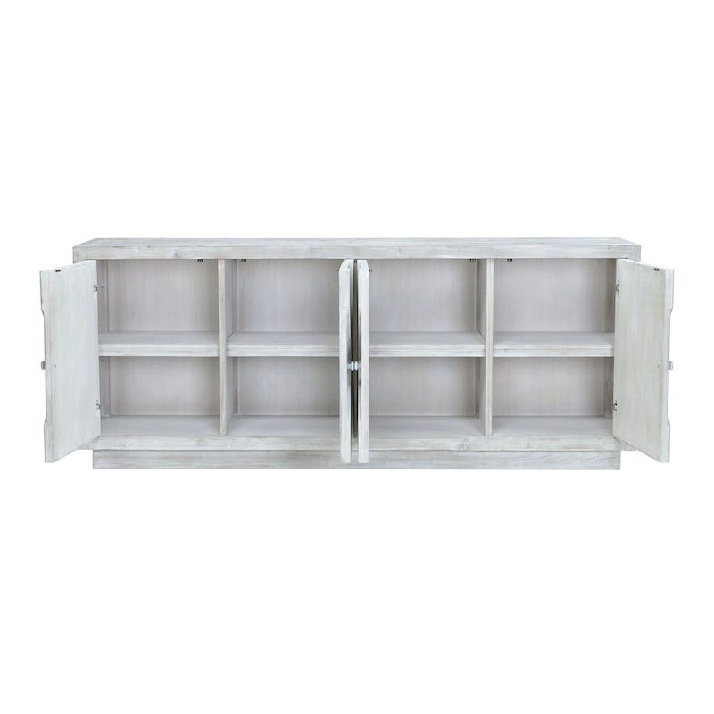 Addison 84 White Wash Reclaimed Pine Carved Sideboard
