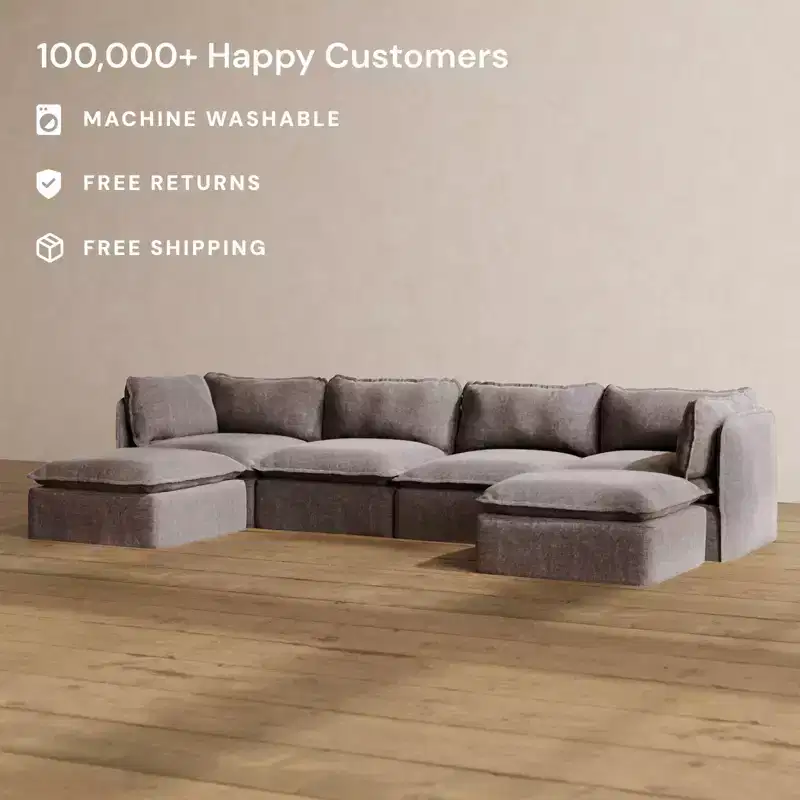 Anabei Modular Washable 4-Seater U-Sectional Sofa | Memorix+ Seat & Contour Pillow