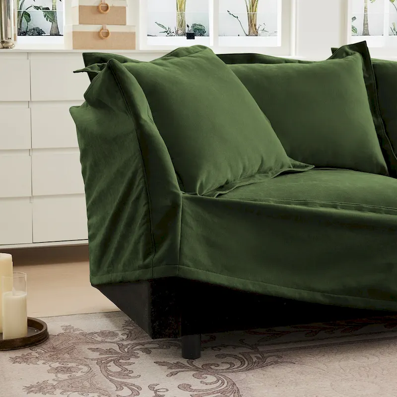 120 Chenille L-Shaped Sectional with Convertible Ottoman & 2 Pillows and 3-Seater Cloud Couch