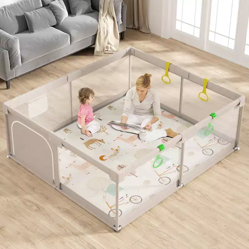 Baby Playpen with Mat 59 x 71 Inch, Indoor & Outdoor Activity Center, Safety Baby Fence for Babies and Toddlers