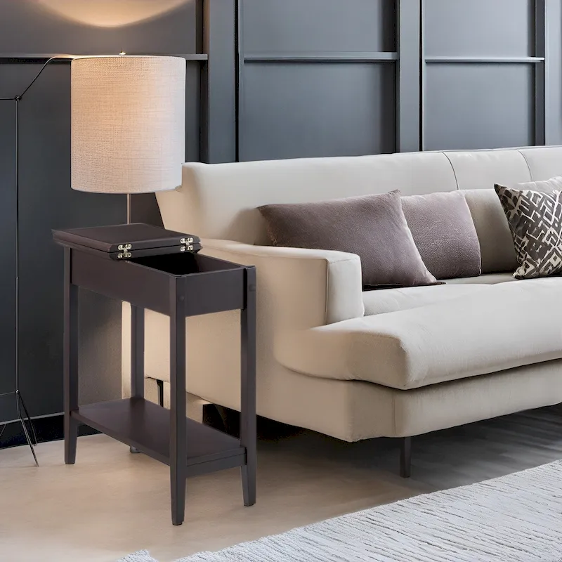 Stylish Slim End Table, Narrow Nightstand, and Skinny Bedside Table