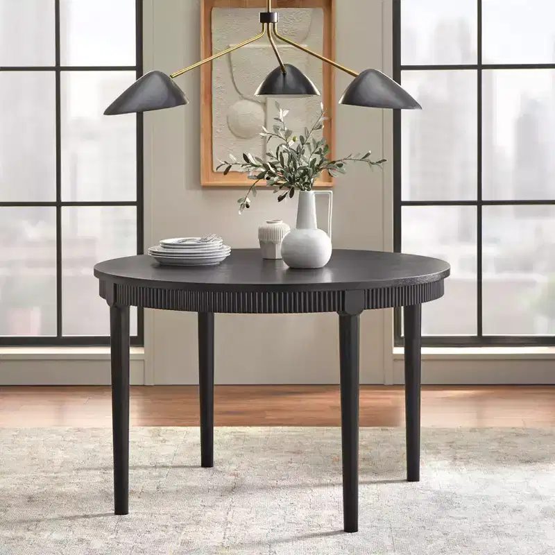 Lifestorey Astroria 46 Round Fluted Apron Dining Table