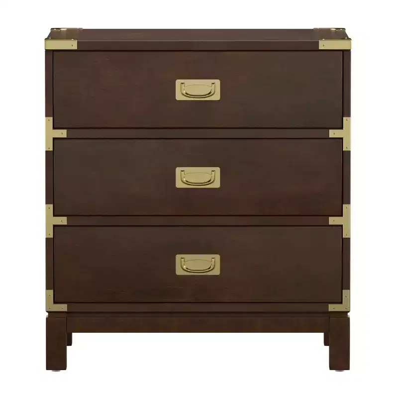 Borden 3-Drawer Gold Accent Nightstand - iNSPIRE Q