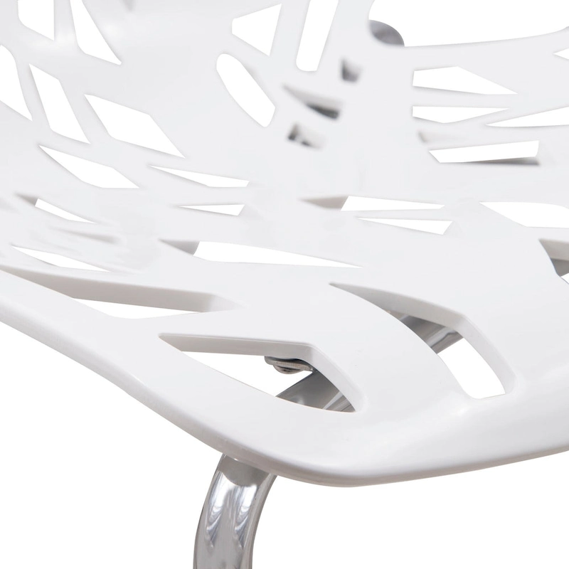 Asbury Stackable Dining Chair with Chrome Legs (Set of 2) Modern Cut-Out Design Backrest Side Chair