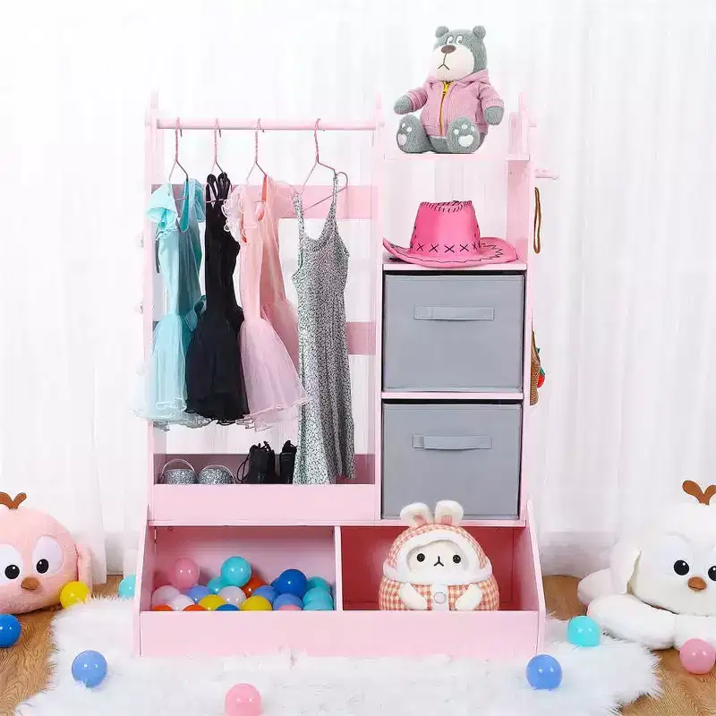 Dress-Up Storage for Girls - Features Light, Mirror, Clothing Rack, and Storage Bin
