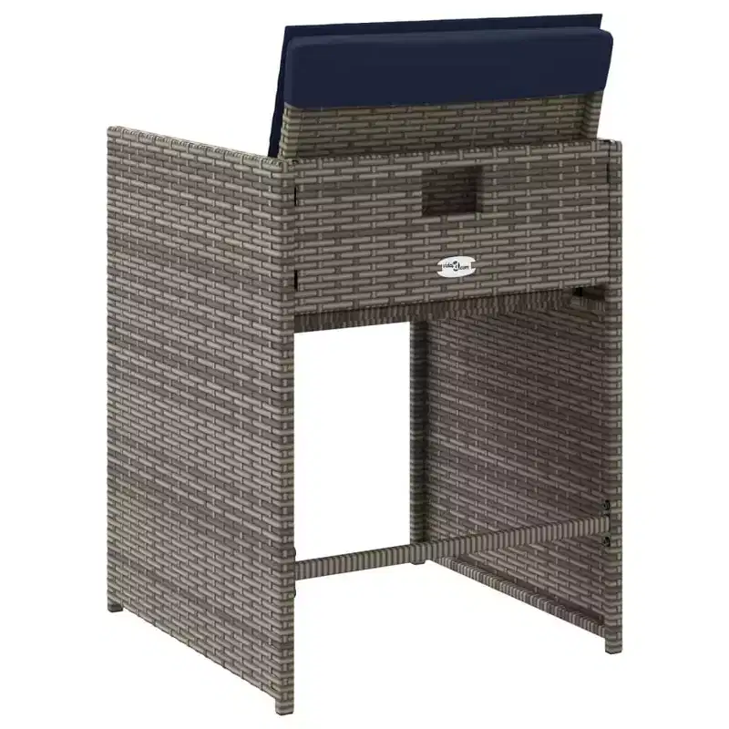 vidaXL Patio Chair Grey PE Rattan Standard Foldable Patio Chair