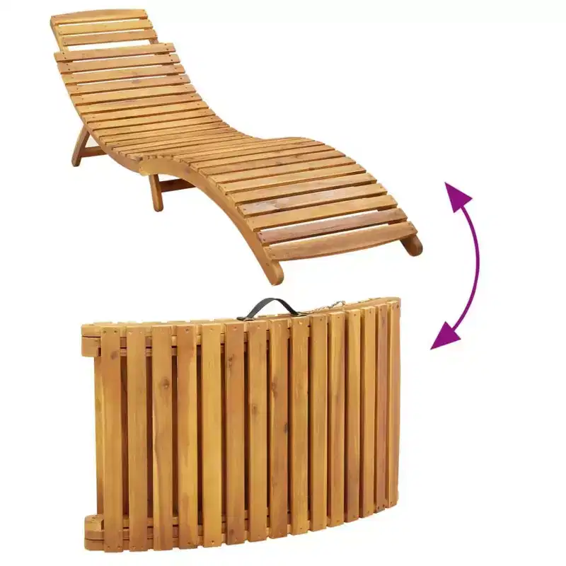 vidaXL Sun lounger21.65 x 72.44 x 25.20 in Solid Acacia Wood