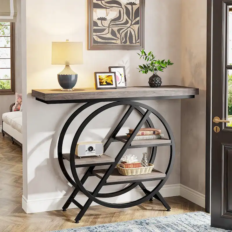 39.4-Inch Console Table, 4- Tier Industrial Entryway Table