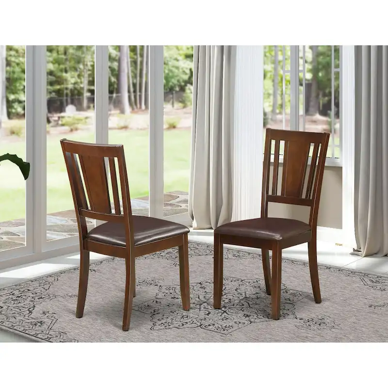 Dudley Dining Room Chairs - Slat Back Chairs, Set of 2, Mahogany (Seat Options)