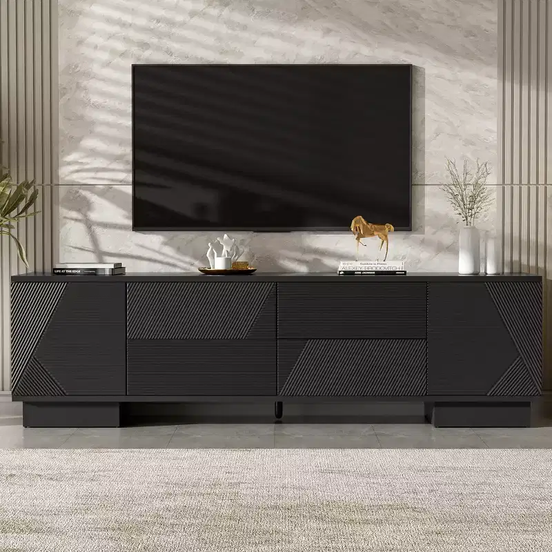 Storage TV Stand for TVs up to 75, TV Console Media Console Minimalist TV Cabinet Media Entertainment Center with 4 Drawers - ModernLuxe
