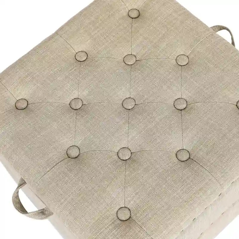 Adeco Fabric Square Ottoman with Tray