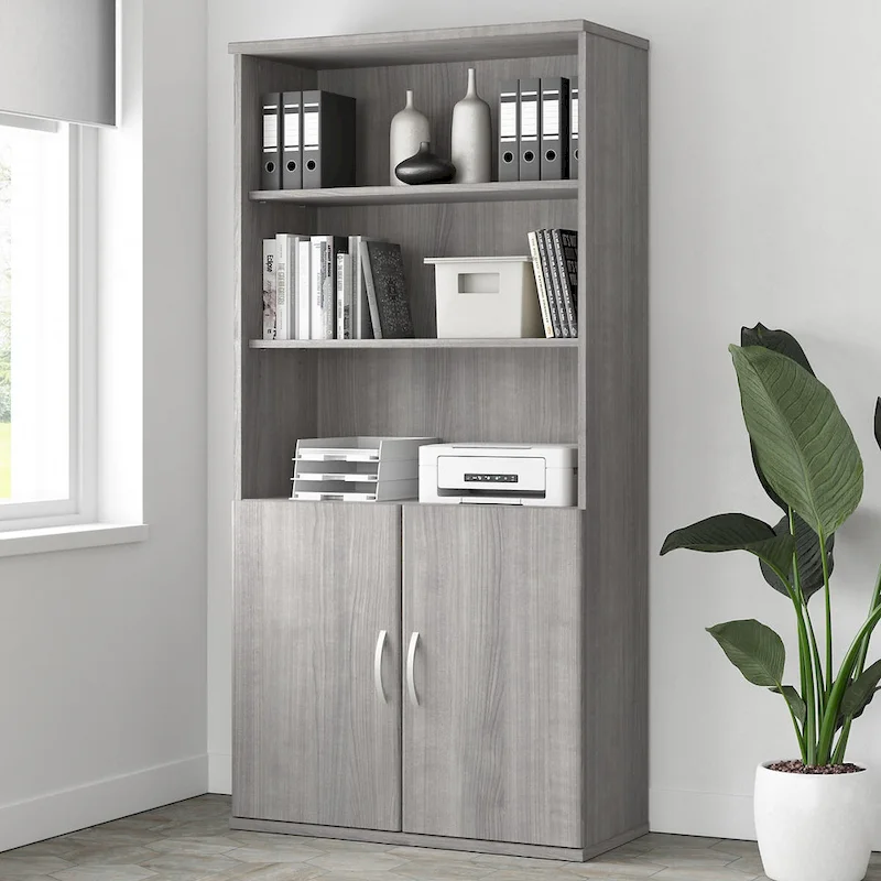 Tall 5 Shelf Bookcase with Doors by