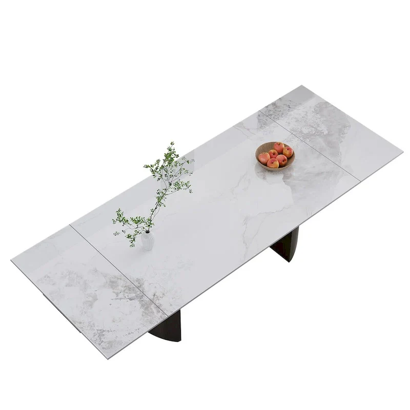 9-Piece Extendable Dining Table Set with 8 Upholstered Chairs