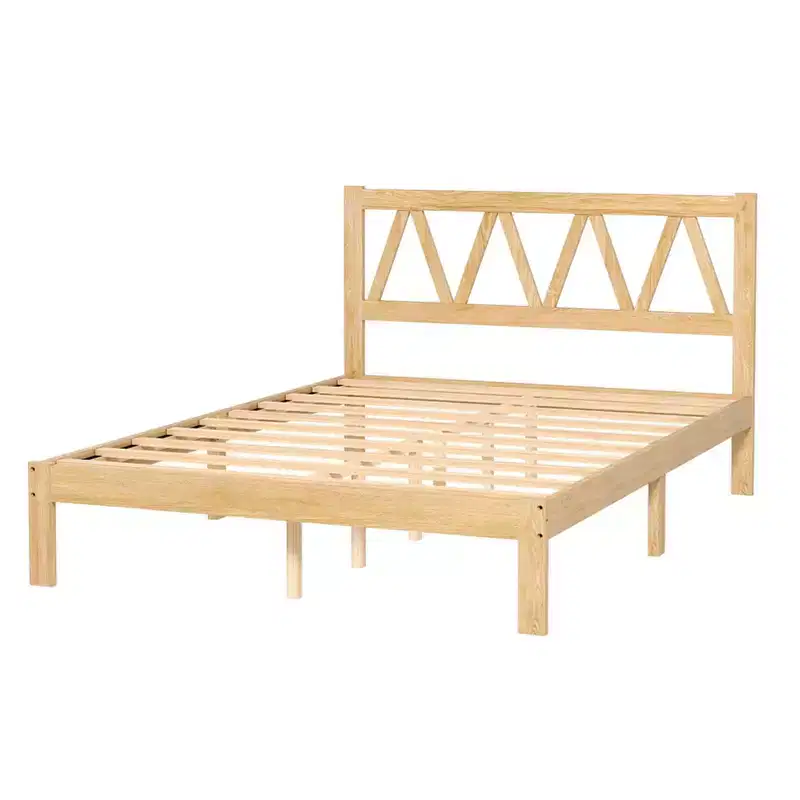 Full Size Minimalist Solid Rubberwood Platform Bed Frame, Easy Assembly, Holds 700 lbs