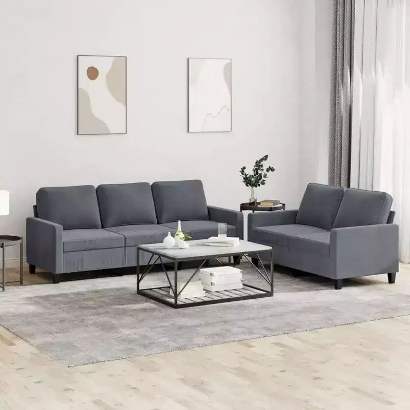 vidaXL Sofa Set with Cushions Couch Armchair for Living Room 2 Piece Velvet