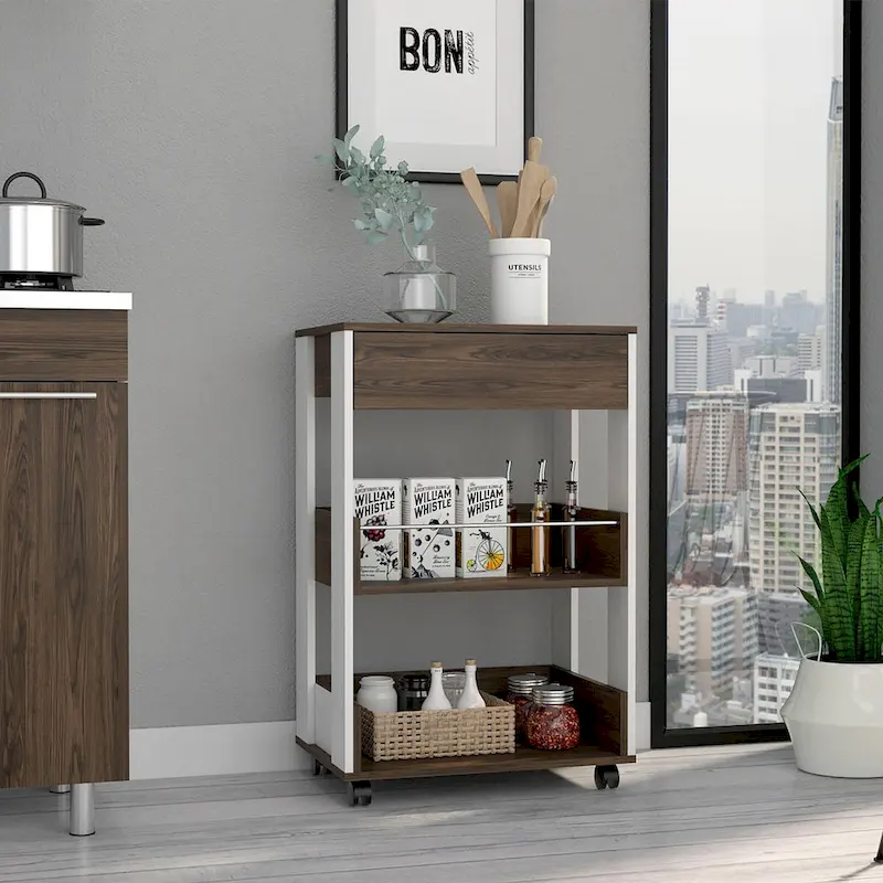 Verona 2-Tier Shelf and drawer kitchen cart