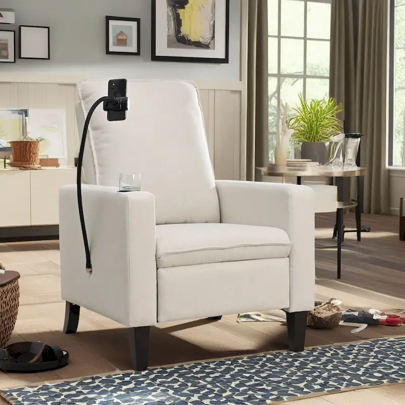 Adjustable Recliner Sofa with Cup Holder and Storage Pocket