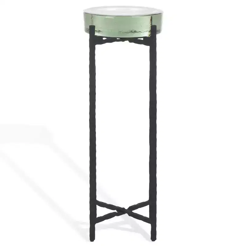 Cast Glass Drink Table, Black and Clear