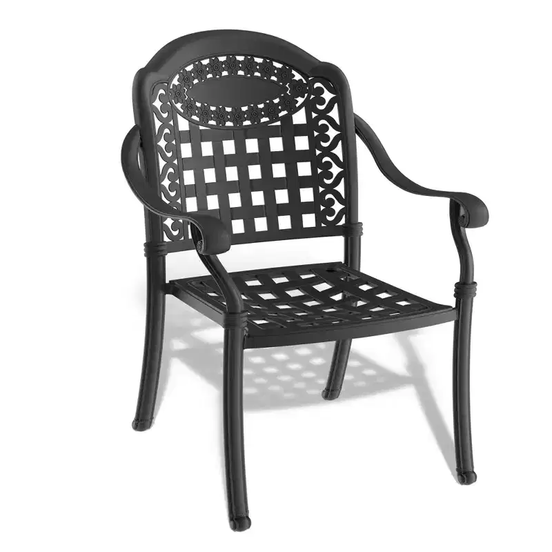 Set of 4 Cast Aluminum Patio Dining Chairs, Black Rust Resistant Frame with Water Resistant Cushions