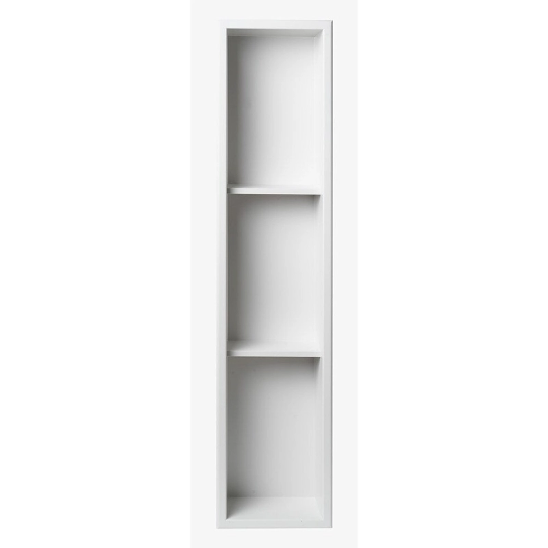 ALFI brand 8 x 36 White Matte Stainless Steel Vertical Triple Shelf Bath Shower Niche