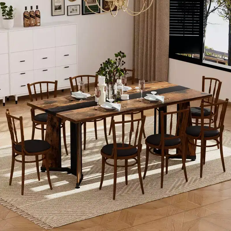 Okak 70.9IN Long Rectangular Dining Table Set for 8 People, Waterproof Kitchen Table with Adjustable Legs, Dinner Table for Kitchen, Office