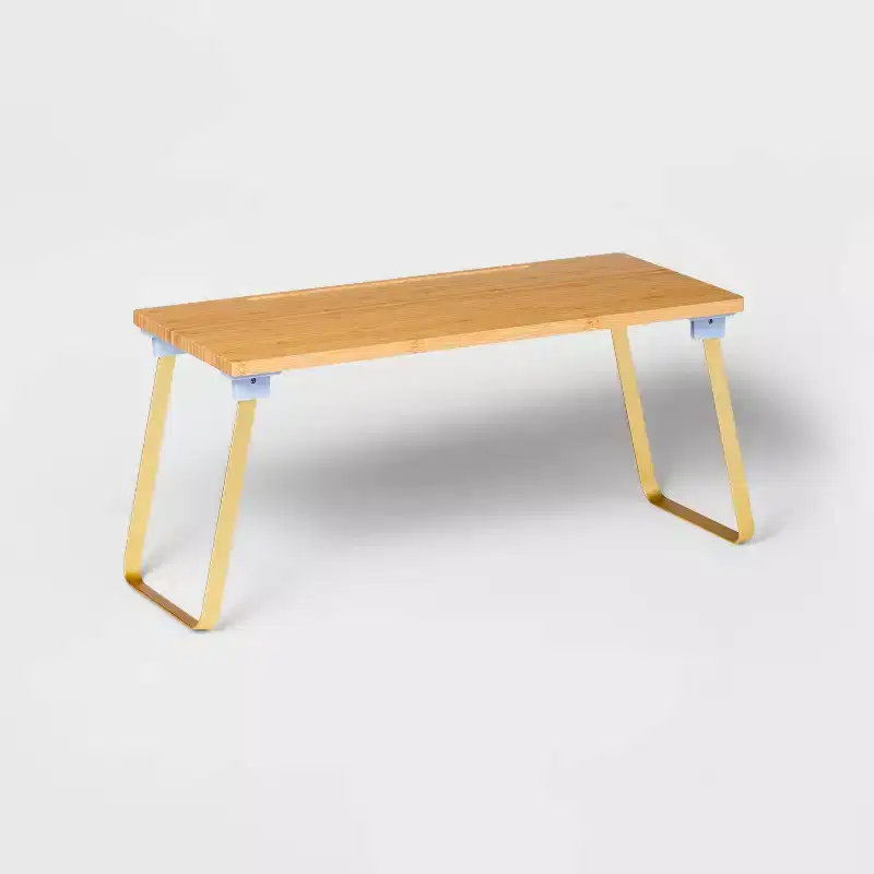 Collapsible Bamboo Lap Desk, Brown with Gold-Tone Frame