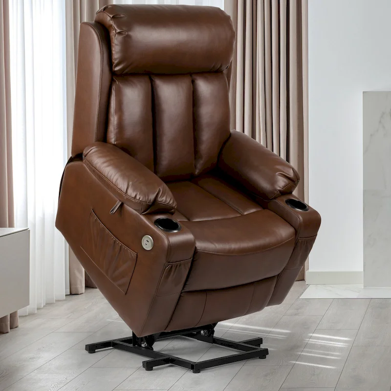 PU Leather Power Lift Massage Recliner Chair, Single