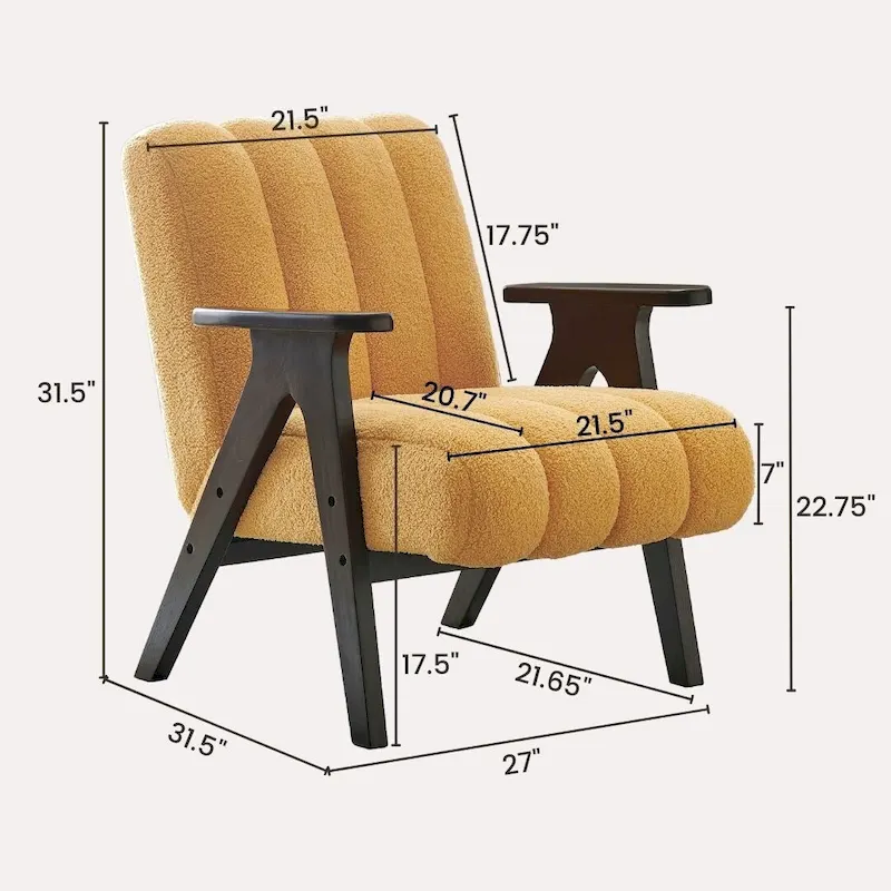 Roundhill Furniture Rella Modern Teddy Sherpa Fabric Accent Chair with Espresso Wood Frame