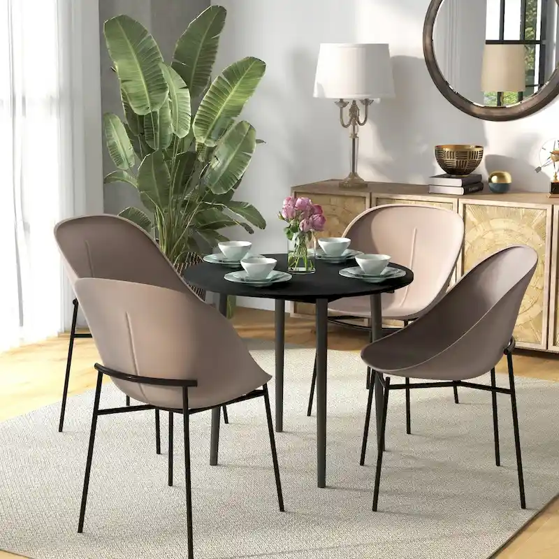 35in Round Folding Dining Table, Collapsible Drop Leaf, Solid Wood Legs, Space-Saving Small Kitchen