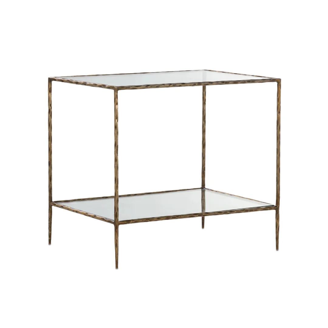 Contemporary Tempered Glass Nightstand with Storage, Handcrafted - Bedroom