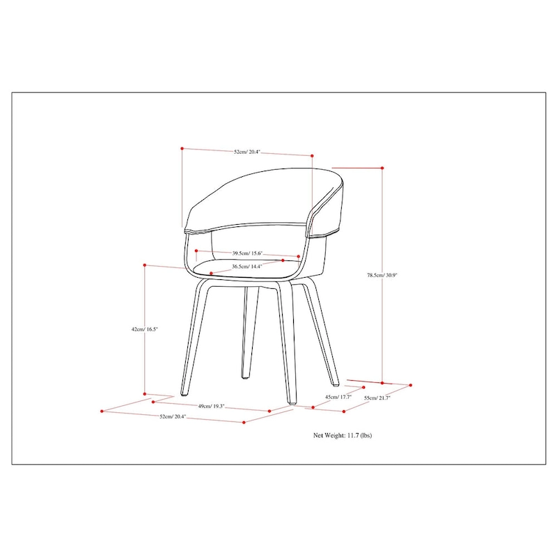 WYNDENHALL Calinda Mid Century Modern Bentwood Single Dining Chair - 20.5w x 21.7d x 30.9h
