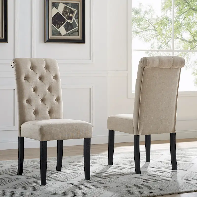 Roundhill Furniture Leviton Upholstered Dark Wash Wood 6-piece Dining Set