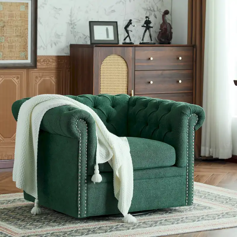 Wiers Chesterfield Swivel Tufted Club Chair by Christopher Knight Home