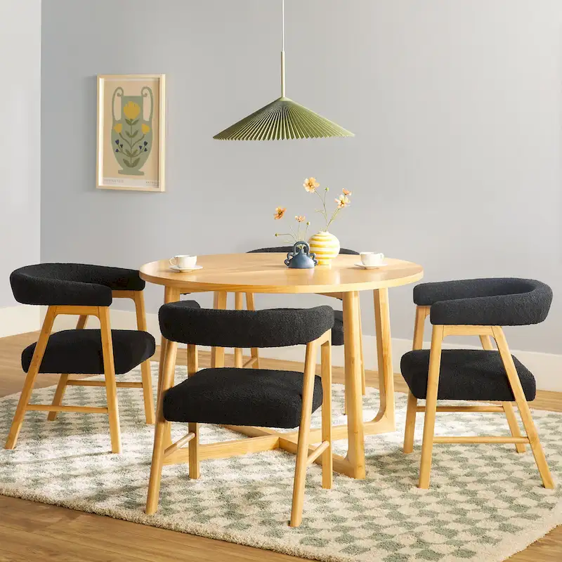 Middlebrook 5 Piece Solid Wood Dining Table Set w/ Dual Material Chairs