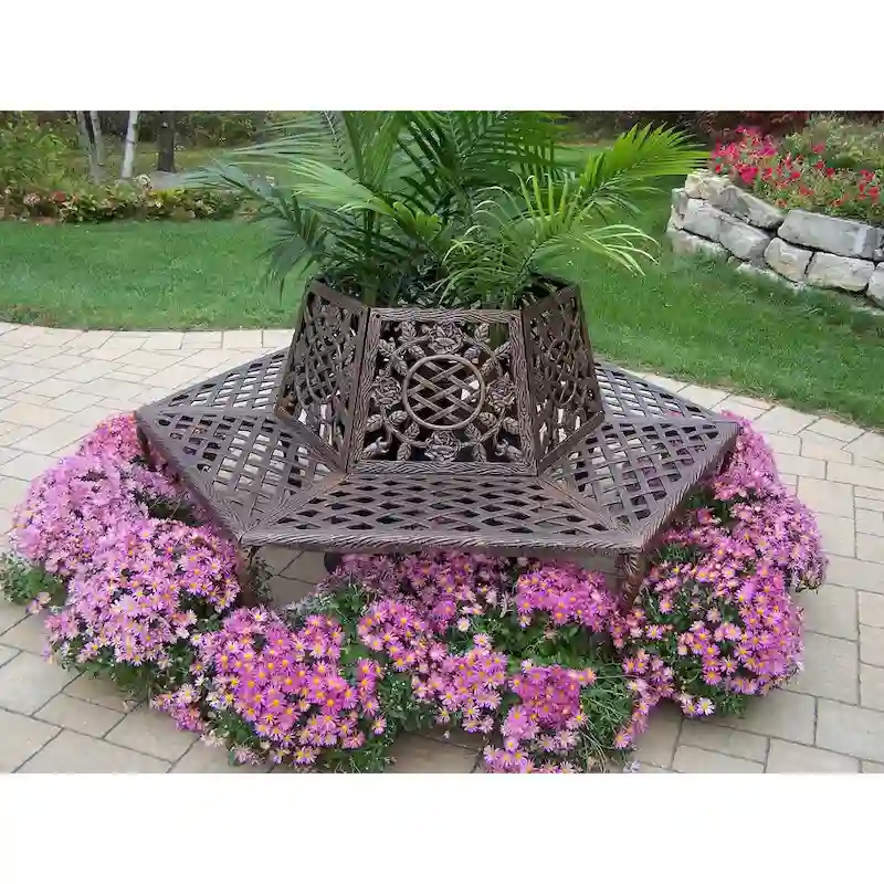 Oakland Living Corporation Tea Rose Cast Aluminum Tree Bench
