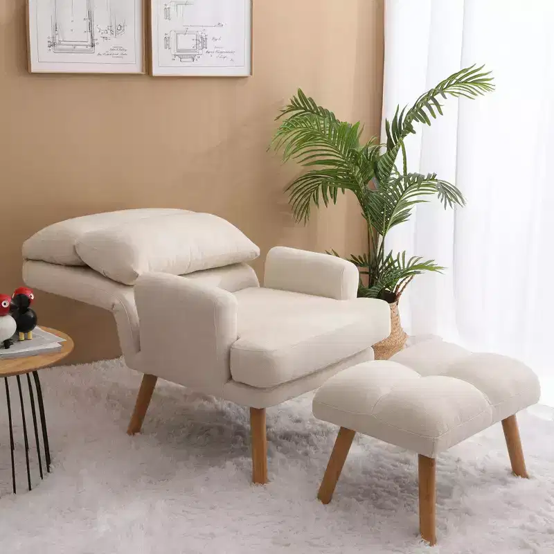 Okak Modern Accent Chair Living Room Chair with Ottoman and Adjustable Backrest Comfy Upholstered Armchair for Lounge Office Bedroom