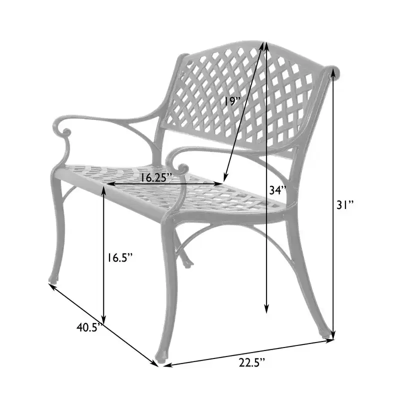 Balkene Home 61491 Patio Bench, Cast Aluminum, Lightweight & Sturdy, Garden/Backyard, Basketweave Design, Antique Bronze