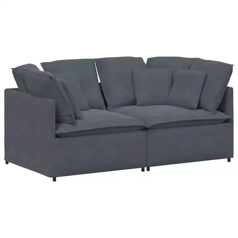 vidaXL Modular Sofa with Cushions - Velvet Dark Gray, 78.7x39.4 Durable Metal Frame for Living/Bedroom