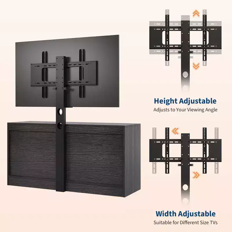Wood & Rattan TV Stand with Mount 6-Drawer 47.2''W x 43.8''H x 15.7''D