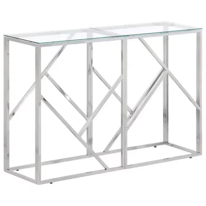 vidaXL Console Table Hallway Living Room Stainless Steel and Tempered Glass