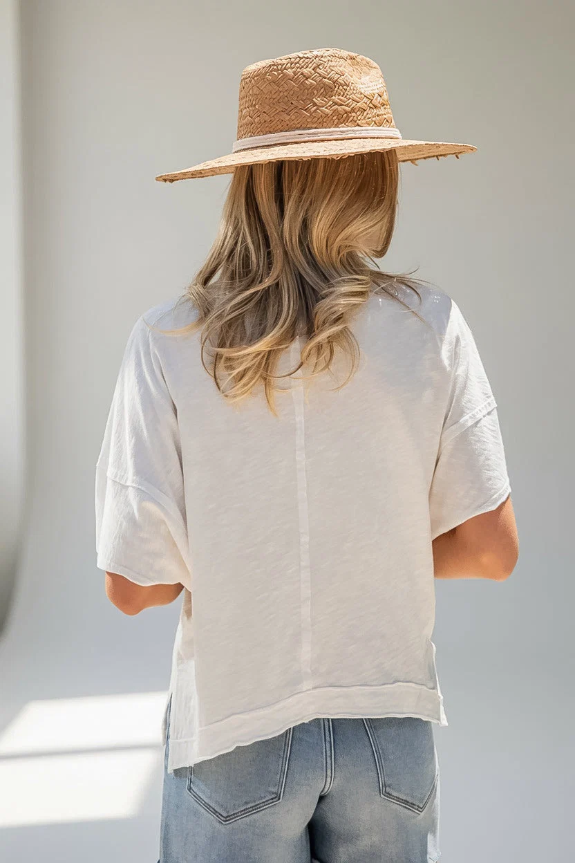 V-Neck Relaxed Short Sleeve Cotton Top