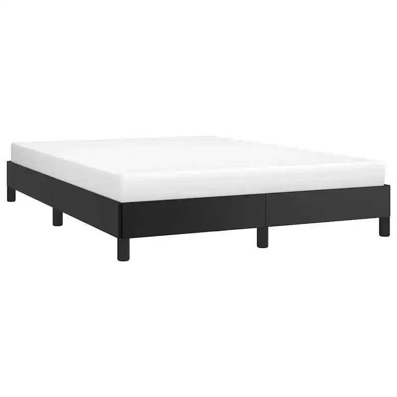 vidaXL Queen Bed Frame, Faux Leather Upholstered Platform Bed Frame, Black, No Mattress