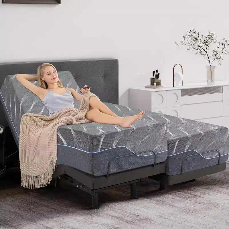Adjustable Beds with 12 Gel Memory Foam Mattress Smart APP Control Massage