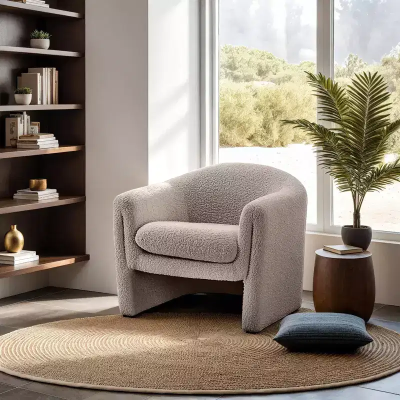 GDFStudio Gilmanton Modern U-Shaped Boucl Upholstered Accent Chair with Curved Arms
