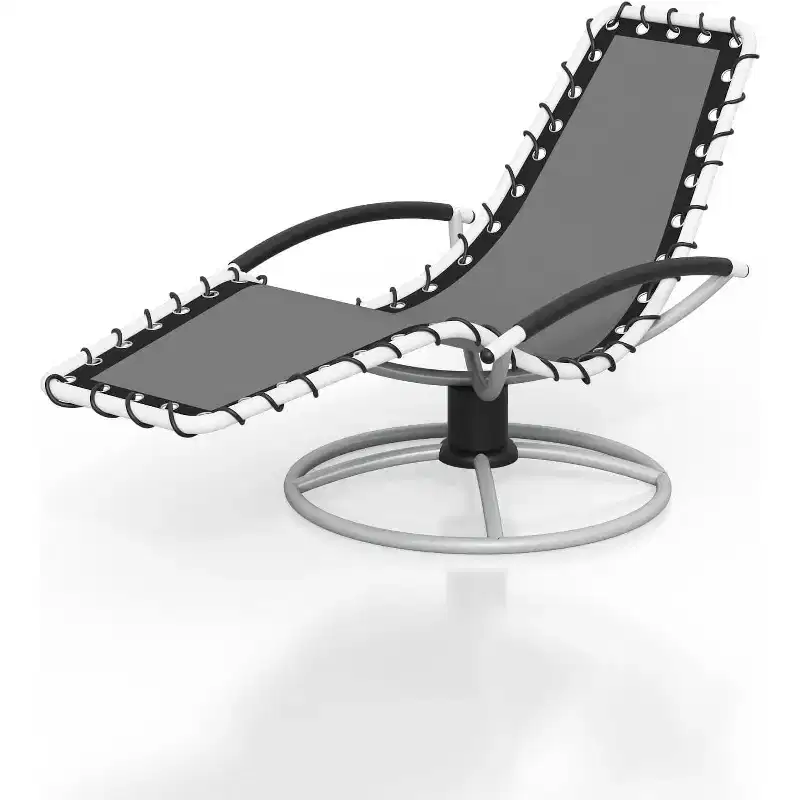 360 Rotating Patio Lounge Chair – Heavy-Duty Iron Outdoor Recliner, Weather-Resistant Ergonomic S-Shaped