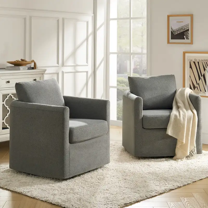 Erkenbald Modern 360-Degree Swivel Chair with Removable Slipcover Set of 2 by HULALA HOME